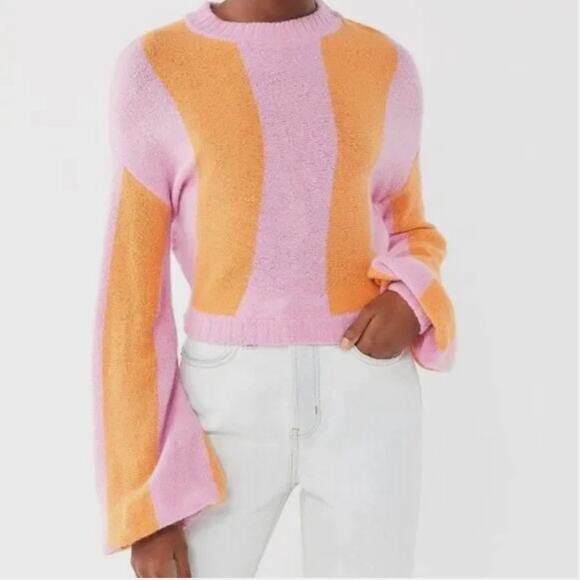 For Love And Lemons Sweaters - For Love & Lemons Lauryn Balloon Sleeve Striped Sweater RARE‎ Size Large